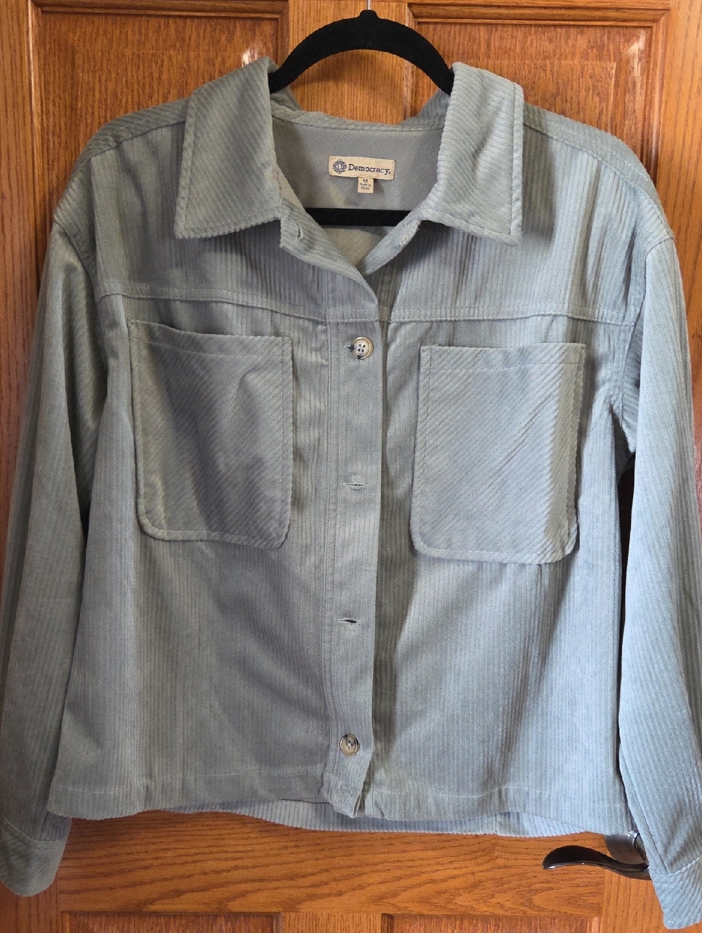 Democracy Light Sage Corduroy Button-Up Jacket